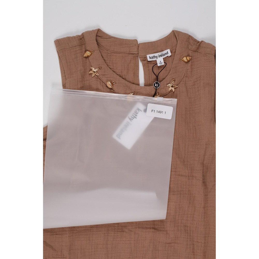 Kathy Ireland Shift Dress Coastal Charm Brown Gauze Small NWT - Picture 7 of 7